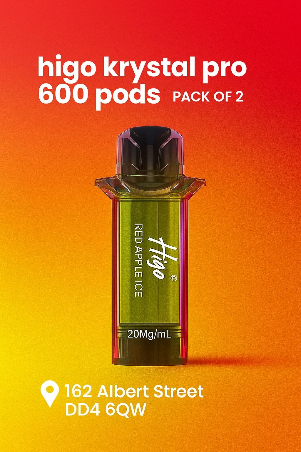 Higo Krystal Pro Prefilled Pods pack of 2 with mesh coil and 2ml e-liquid.