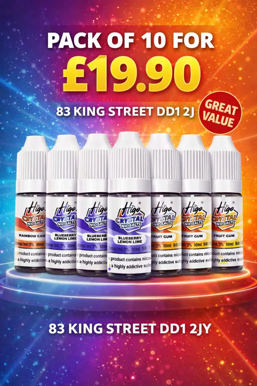 Higo crystal liquids 20mg pack of 10 for £19.90